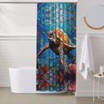 thumbnail image 6 of Shower Curtain, Colorful Underwater Sea Turtle Waterproof Fabric Plastic Shower Curtain, Drying Fast Bathroom Curtain with 9 Buttonholes, Ruffle Shower Curtain 60x72in, 6 of 8