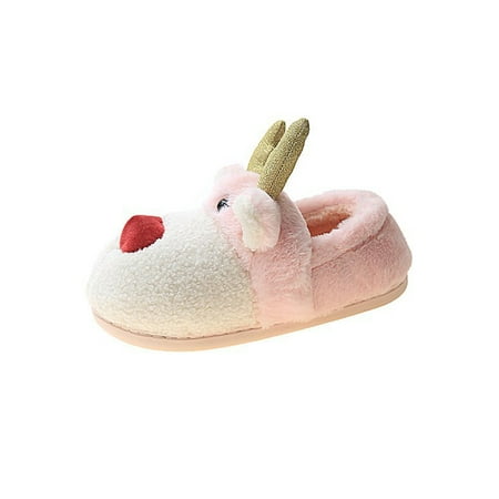 

Rockomi Ladies Slippers Soft Plush Fuzzy Slipper Fluffy Warm Shoes Women Elk Anti-Slip Lightweight House Pink US 5-6