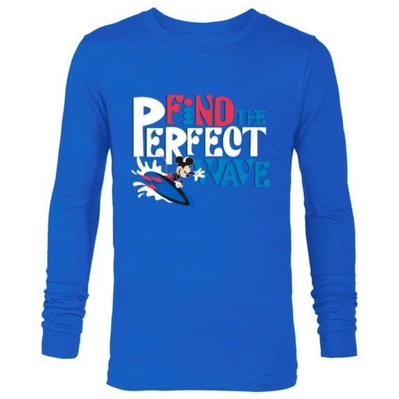 Disney Mickey Mouse Summer Surfing Find the Perfect Wave- Long Sleeve T-Shirt for Men - Customized-Navy