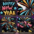thumbnail image 4 of Colorful Fireworks Happy New Year Banner Starry Design New Year Display Festive Multicolor Festive Backdrop for New Year Party Holiday Celebration Indoor Decoration, 4 of 9