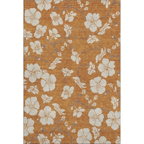 Addison Rugs Mayfield Premium Machine Washable Transitional Floral Paprika Rectangle Rug, 10' x 14'