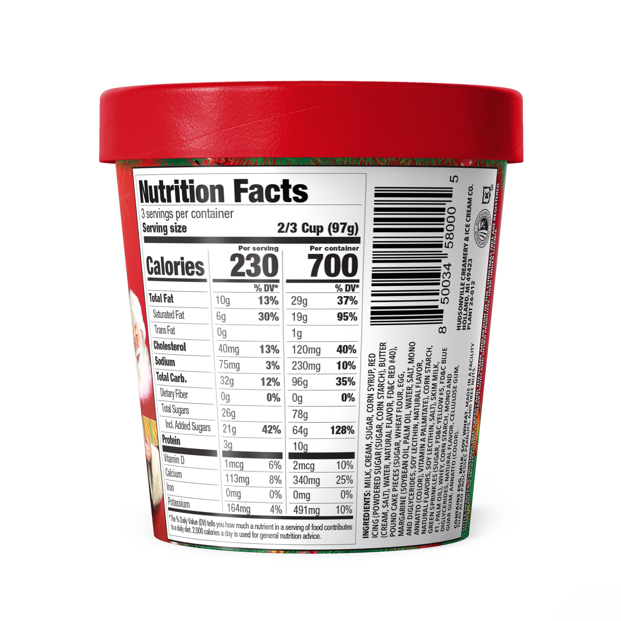 Little Debbie Christmas Tree Cake Ice Cream Vanilla Ice Cream With Cake Chunks Green Sprinkles And Red Icing 1 Pint Walmart Com