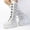 White, variant on Women's Plus Size Mid-Calf Boots, Round Toe Buckle Strap, Comfortable Block Heel, Stretchy Knit Upper, Breathable Padded Insole, Casual Outdoor Fashion for Fall Winter White A