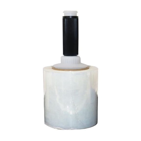 SSBM Cast Mini Hand Stretch Wrap 5" x 1000' 12 Rolls 80 Gauge Clear Shrink Film for Packing & Moving with Plastic Spinner Handle