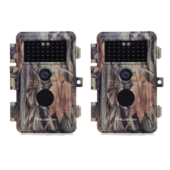 BlazeVideo 2-Pack Game Trail Camera 24MP Full HD 1296P H.264 Video with Night Version for Outdoor Wildlife Deer Hunting with No Glow Infrared Photo and Video Model