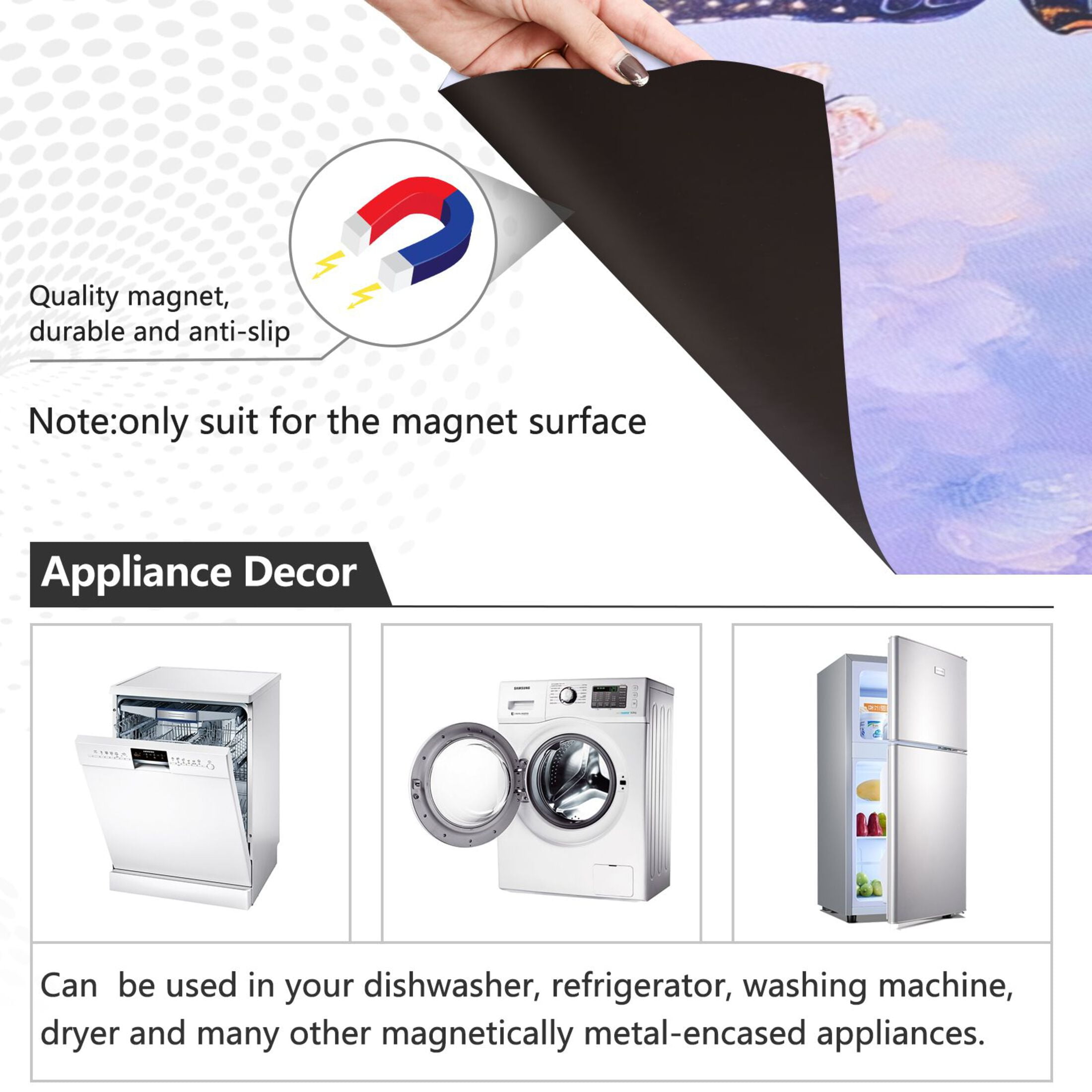 Dishwasher Magnetic Sticker 23x26 Inch Refrigerator Magnetic Sticker Washing Machine Magnetic Sticker Kitchen Panel Magnetic Sticker Home Decor Light Purple Rainbow Butterfly