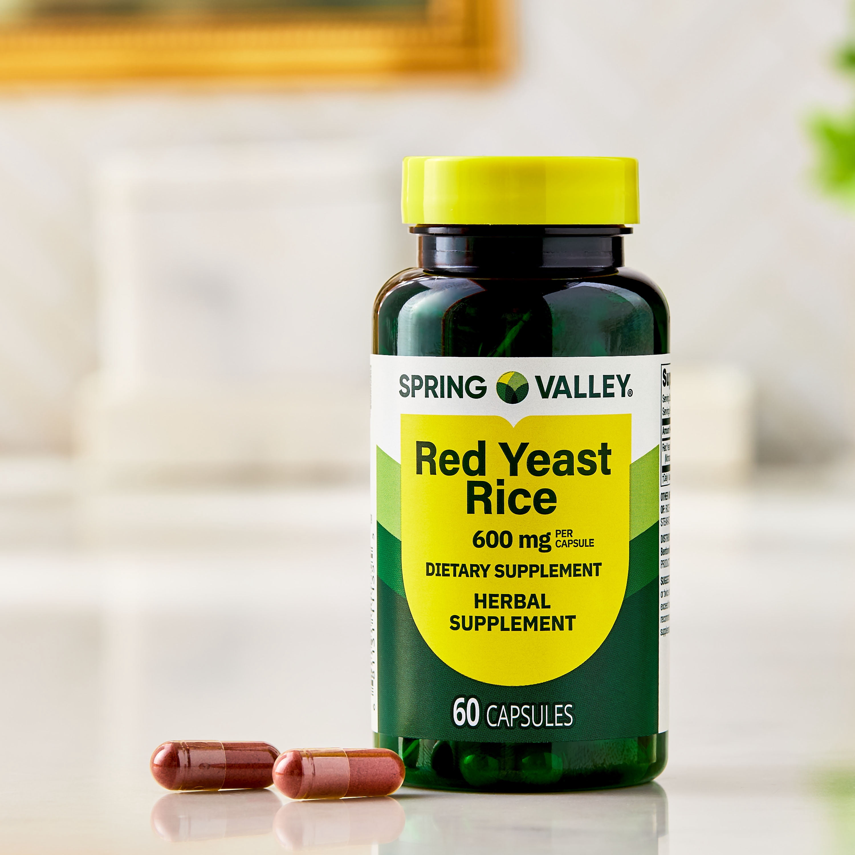 Spring Valley Red Yeast Rice Dietary Supplement Capsules, 600 mg, 60 Count