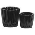 thumbnail image 1 of Round Ceramic Vase With Ribbed Pattern, Set of 2, Black, 1 of 1