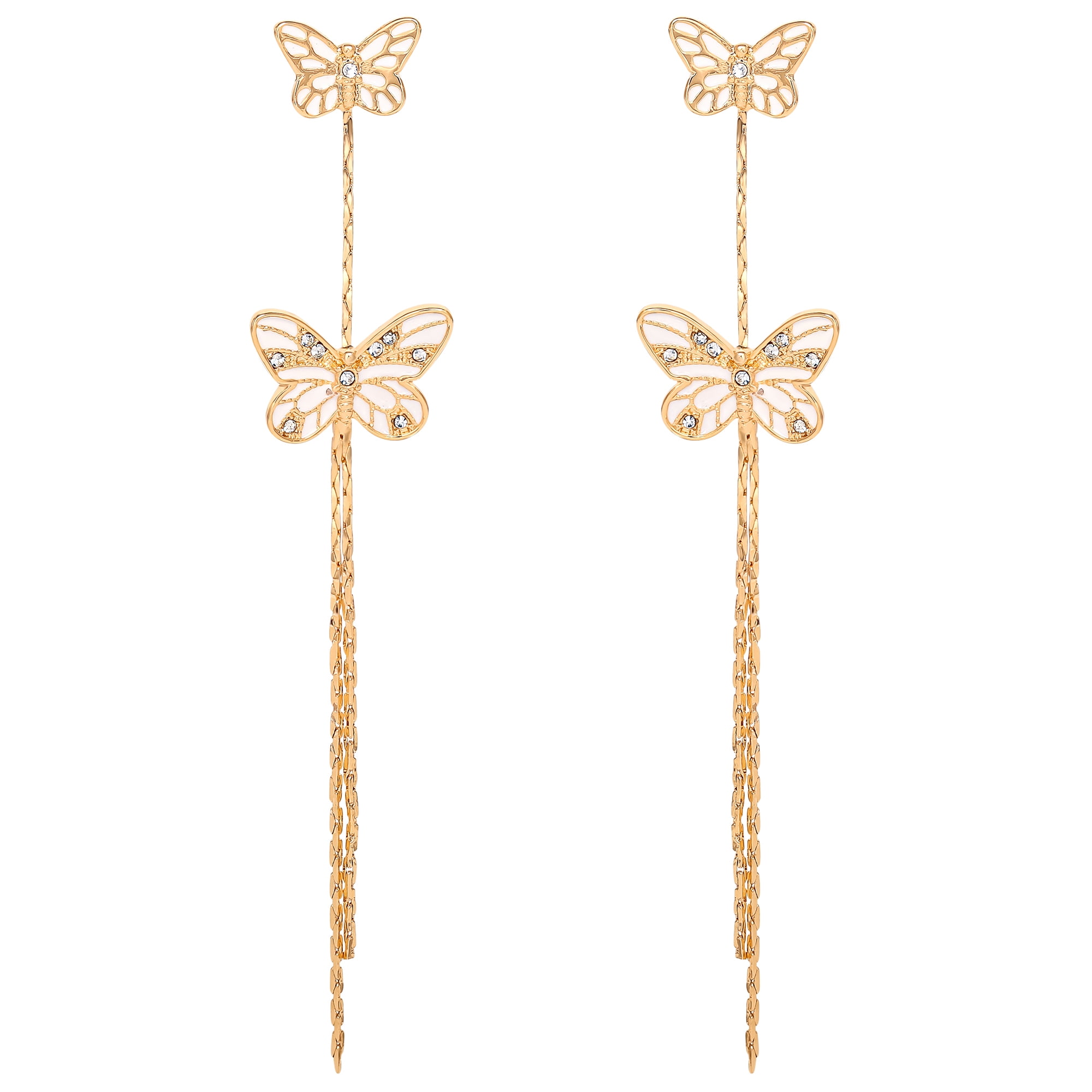 Jessica Simpson Women's Butterfly Drop Earrings, Goldtone