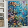 thumbnail image 5 of 4Pcs Abstract Ocean Shower Curtain Sets, Bath Mat and Rugs, Fantasy Coral Sea Turtle Jellyfish Shower Curtain with Hooks for Bathroom, 5 of 8