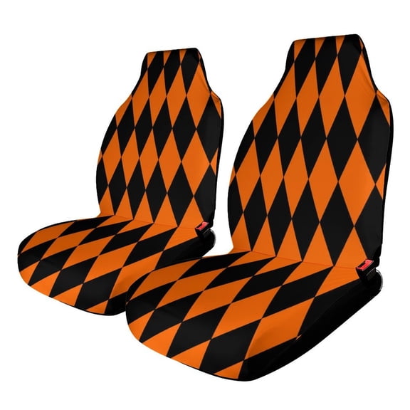 Car Seat Covers Orange Black Checkerboard Universal Size Fit For Most Car Suv Truck Van Car Accessories Interior Seat Covers For Car Full Set