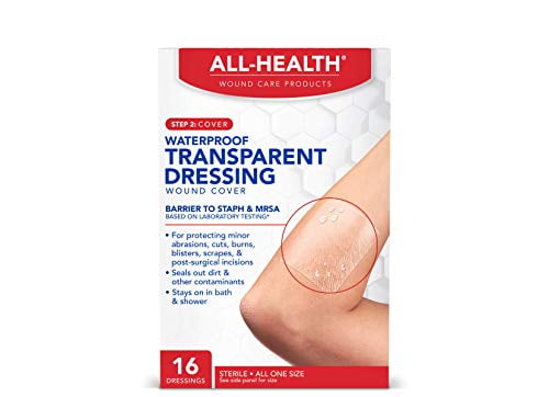 All Health Clear Waterproof Transparent Dressing Wound Cover, 16 Dressings, 2.36 in X 2.75 in
