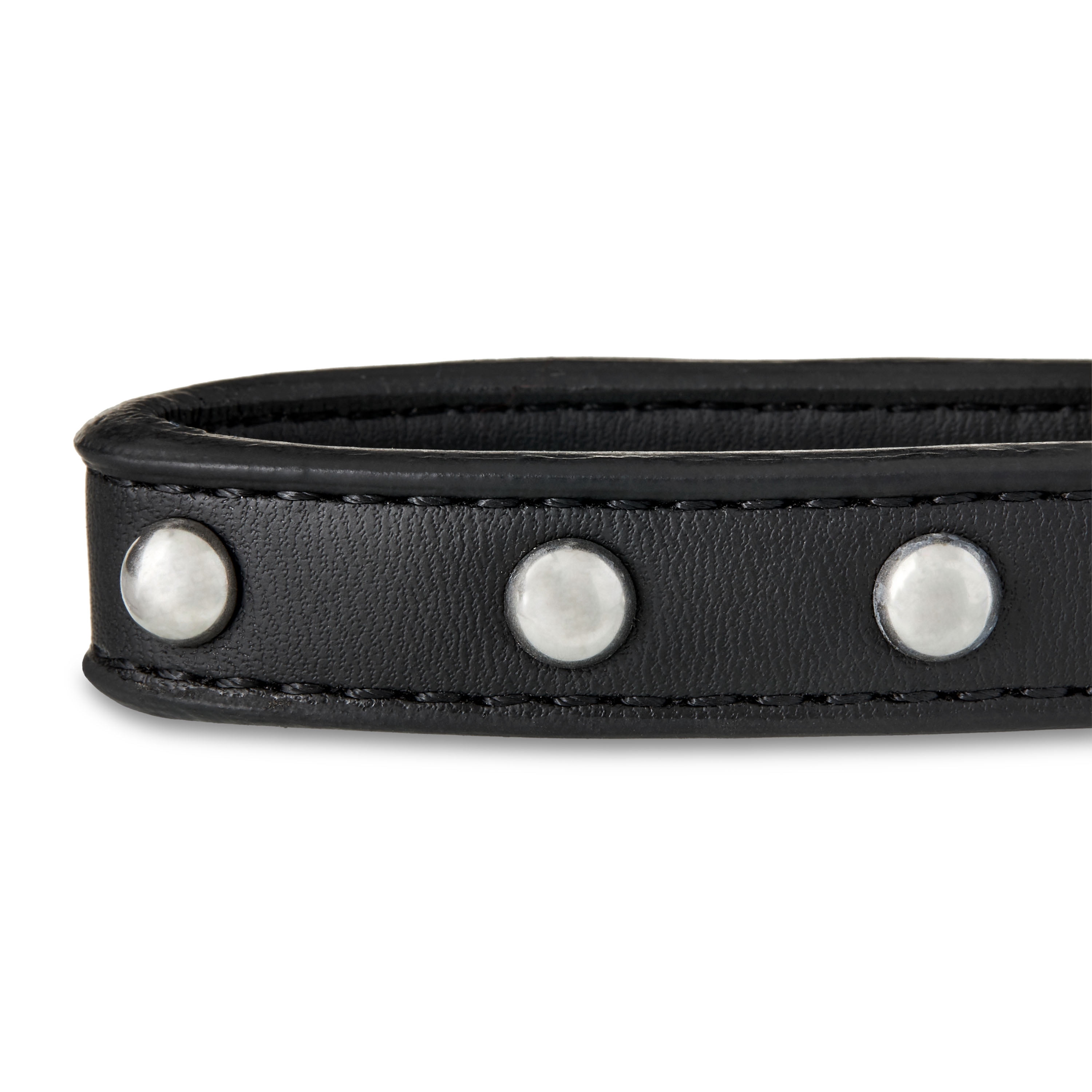 Vibrant Life Studded Leather Adjustable Dog Collar, Black, S