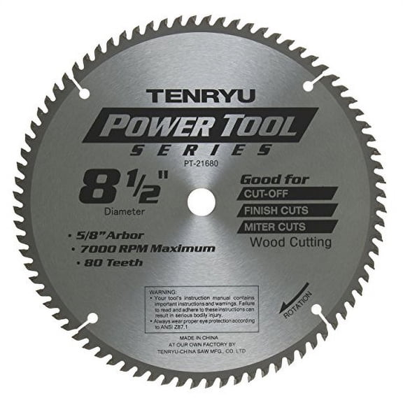 tenryu pt-21680 8" carbide tipped saw blade ( 80 tooth ataf grind - 5/8" arbor - 0.087 kerf)