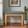 thumbnail image 2 of GZXS Cushioned Shoe Bench with Loop Yarn Fabric Seat & Solid Wood Legs, 25.5-Inch Small Entryway Bench for Bedroom or Hallway, Dark Gray, 2 of 8