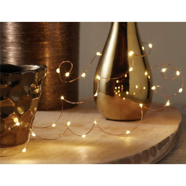 Mainstays 9.3ft Copper Wire LED Fairy String Lights with Battery