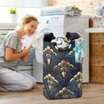 thumbnail image 5 of Yayeee Freestanding Laundry Hamper with Handle Collapsible Large Storage Basket for Clothes, Blue Art Pattern, 5 of 7