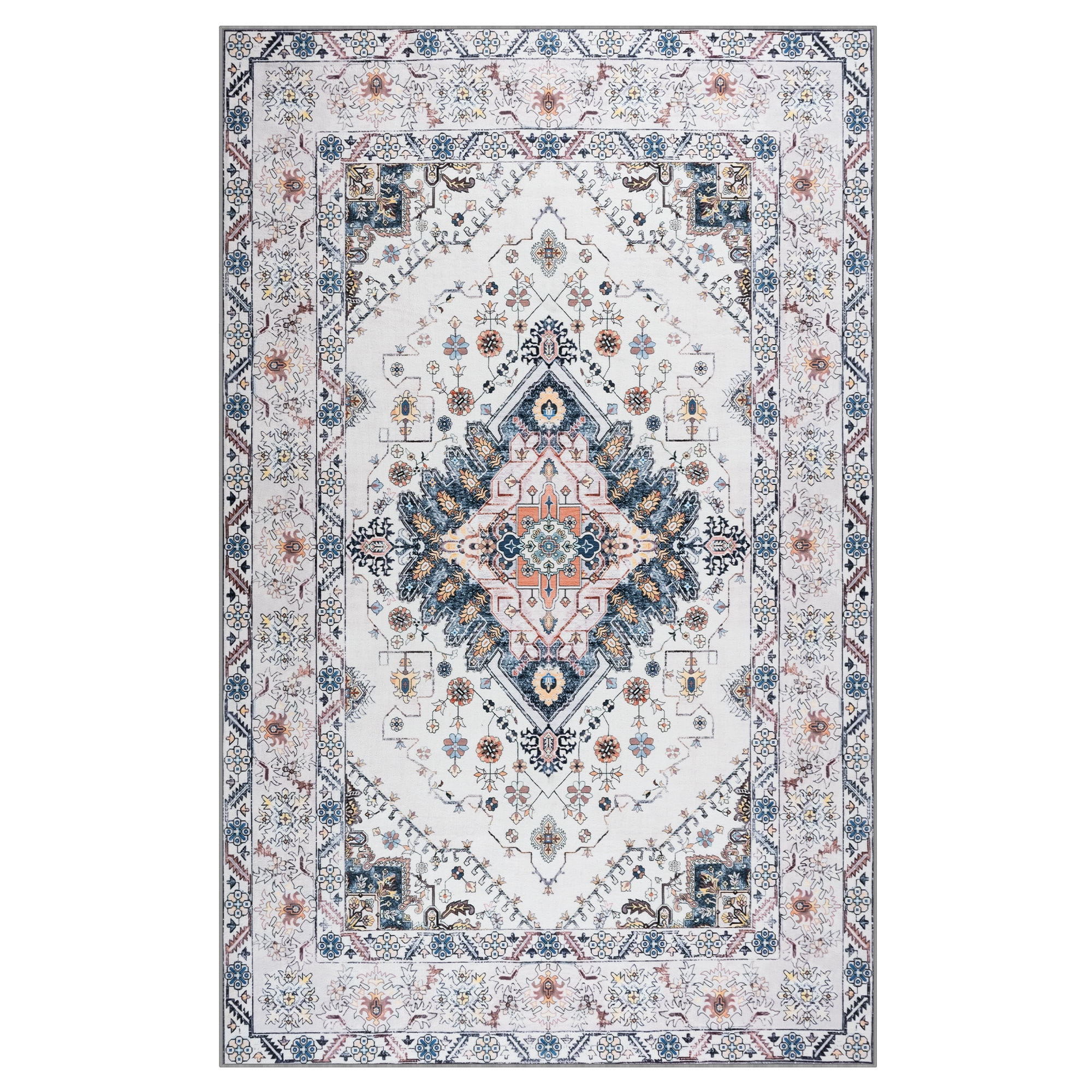 Softlife Ultra-Thin Chenille Vintage Area Rug Oriental Tribal Antique Carpet Boho Style, 9' x 11', Beige