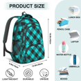 thumbnail image 5 of Blue and Black Checkered Pattern Backpack for School, Cute School Bag with Adjustable Shoulder Straps and Padded Back, 16.9"x12.6"x5.9", 5 of 5