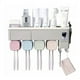thumbnail image 4 of Estante de baño para montaje en pared, exprimidor automático de pasta de dientes, caja de almacenamiento, color blanco, 2 tazas =, 4 of 5