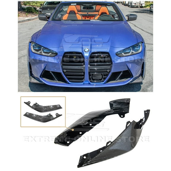 Replacement For 2021-Present BMW G82 G83 M4 Models | Factory Style Carbon Fiber Front Bumper Lower Lip Splitter Winglet Pair