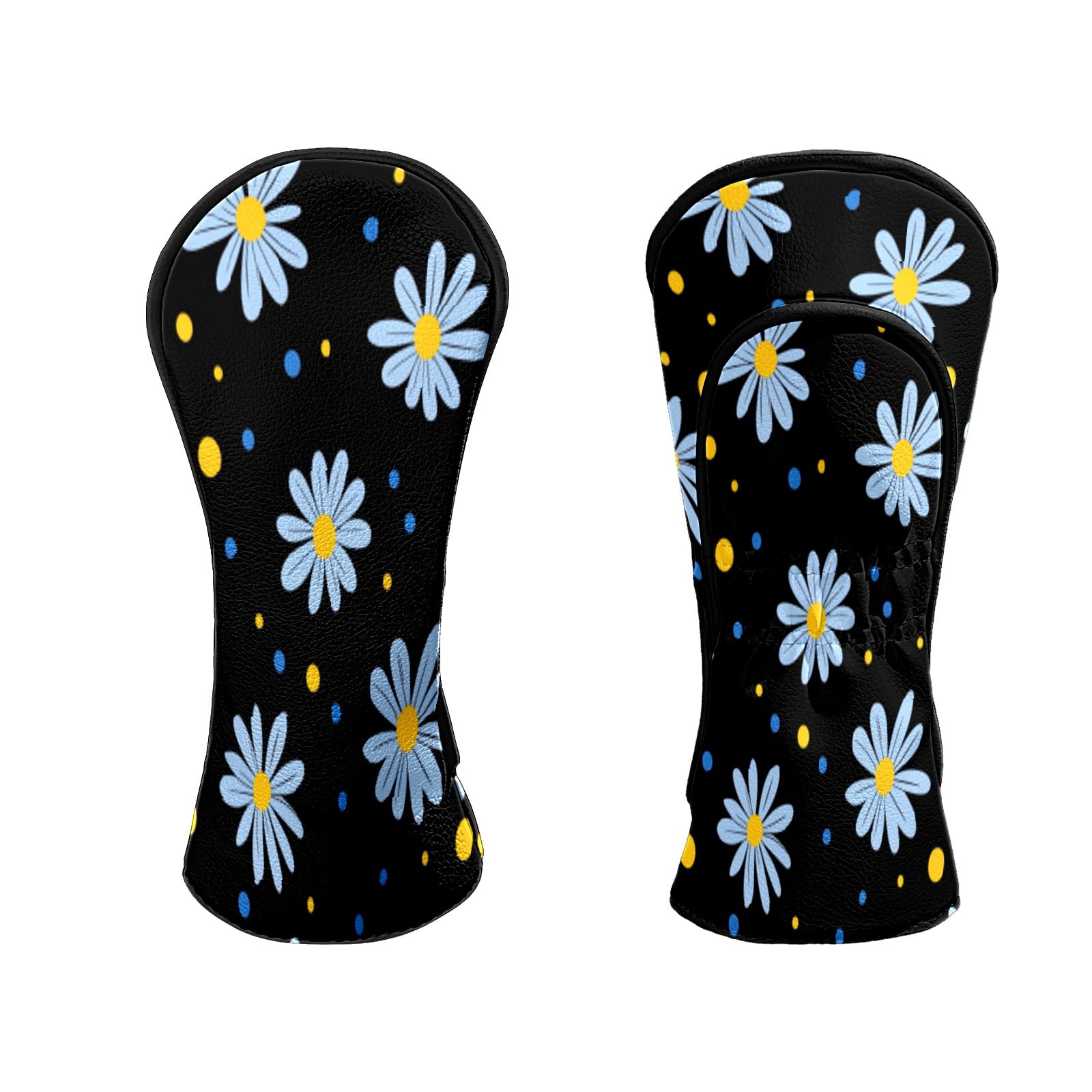 Golf Club Head Covers DaisyFlower Waterproof Leather Golf Head Covers for Men Women Driver Head Cover Fairway Headcover for Golf Lovers