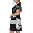 thumbnail image 2 of Balery Abstract Black White Swirls Vestidos sueltos de manga corta para mujer, vestidos de verano 2025, vestidos casuales de corte A con vuelo., 2 of 6