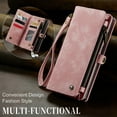 thumbnail image 3 of For Samsung Galaxy S21 FE Wallet Case,Multi-Functional Retro Leather Purse Flip Cover Zipper Wallet Case with Removable Card Slots Pocket & Detachable Wrist Strap Magnetic Phone Case, Pink, 3 of 10