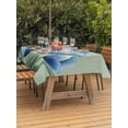 thumbnail image 4 of 60x84 Inch Outdoor Tablecloth with Umbrella Hole Zipper Rectangle Navy Blue Tulip Rectangular Tablecloths Outside Waterproof Chic Elegant Flowers Botanical Sage Green Patio Table Cover for Picnic, 4 of 8