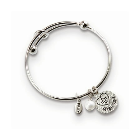 Silver-tone Blessed Charm Communion Bangle