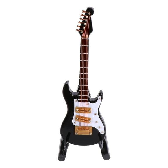 LOLIPPYY Mini Guitar Ornament 10cm Black Guitarra Model with Display Box and Stand for Birthday Party Decoration