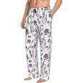 thumbnail image 3 of Kdxio Lavender Flowers Print Men's Sleep Pajama Pant Lounge Pants with Pockets, 3 of 8