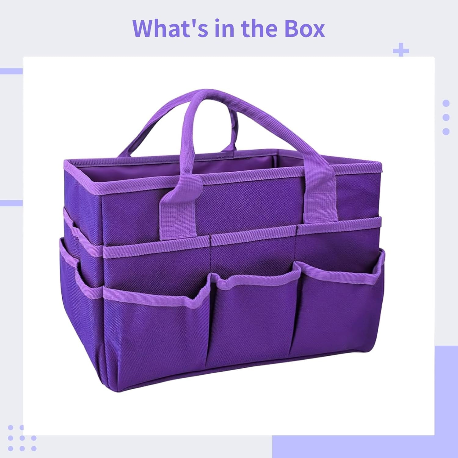 Gaow Art Organizer Craft Storage Tote Bag with Pockets and Handles, Teacher Helper Tote Bag Organization for Art Supplies, Office Storage and more – Purple AA0707