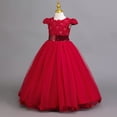 thumbnail image 6 of Gunia Flower Girl Dress Elegant Long With Lace Trim Party Gown Wedding Red Dress For Girls 3-12 Years, 6 of 9