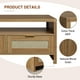 thumbnail image 4 of Mesa de Café Boho de Ratán de 40" Rectangular, Estilo Moderno de Medio Siglo con 2 Cajones de Ratán, Estante Abierto y Tiradores Dorados, 4 of 7