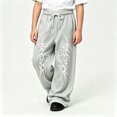 thumbnail image 2 of JAJAHO Boys Girls Baggy Sweatpants Gothic Graphic Drawstring Wide Leg Y2k Pants For Kids Teens 4-15Y, 2 of 5