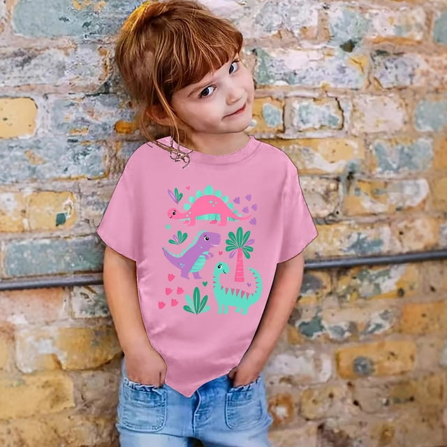 Chemises pour Filles Imprimé Manches Courtes Col Rond Tenues d'Été pour Filles Vêtements pour Filles 10-11 Ans Mode Filles