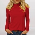thumbnail image 7 of Soyumi Long Sleeve Blouses for Women Warm Casual tops Crewneck Fleece Line Womens Sweatshirts Trendy Sweatshirts Basic Sweatshirt Dress for Women Trendy tops Tunic tops Long Sleeve tops, Red, 7 of 7
