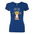 thumbnail image 2 of Good Food Good Mood Funny Cute Cow Animal Lover Womens Slim Fit Junior Tee, Royal, X-Large, 2 of 3