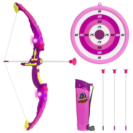 Best Choice Products Kids Light-Up Sports Archery Toy Play Set w/ 3 Light Modes, Bow, 3 Suction-Cup Arrows, Quiver, Mount Target -