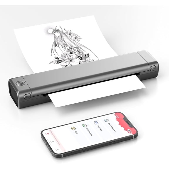 Phomemo M08F Portable Printer Wireless Thermal Printer for Travel, Support 8.5" X 11" & A4 Thermal Paper, Bluetooth Inkless Printer Compatible with Android iOS Phone & Laptop (Gray)