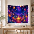 thumbnail image 5 of Alien Campfire with Glowing Creature, Dreamy Fantasy for Fantasy Decor Fans, Cosmic Wall Art, Housewarming Gift Tapestry Wall Hanging for Gaming Room, Teen Bedroom and Dorm, 5 of 7