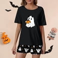 thumbnail image 2 of XIAOCHA Womens Halloween Ghost Print Pajama Set Loose Short Sleeve Crew Neck Sleepwear Soft Playful Sleep Pajamas Set, 2 of 4