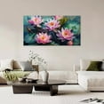 thumbnail image 3 of HFDF Large Lotus Flower Wall Art Spa Pictures Wall Decor Zen Nature Yoga Canvas Painting Peaceful Home Modern Artwork Decorations for Bathroom Bedroom Living Room Office 14x11inch Framed, 3 of 7