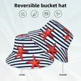 thumbnail image 2 of Yiaed Starfish Navy Blue Stripe Print Reflective Stripe Bucket Hat Unisex Funny Outdoor Fisherman Cap Beach Sun Hat, 2 of 5
