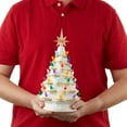 thumbnail image 3 of 12" Hand Painted Ceramic Christmas Tree, White Pre-Lit Tree, 100 Multi-Color Lights, 2 Star Toppers, 3 of 6