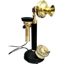 Handcrafted Telephone Rotary Dial Candlestick Phone Table décor Black Brass Beautiful and Collectible Home Office décor