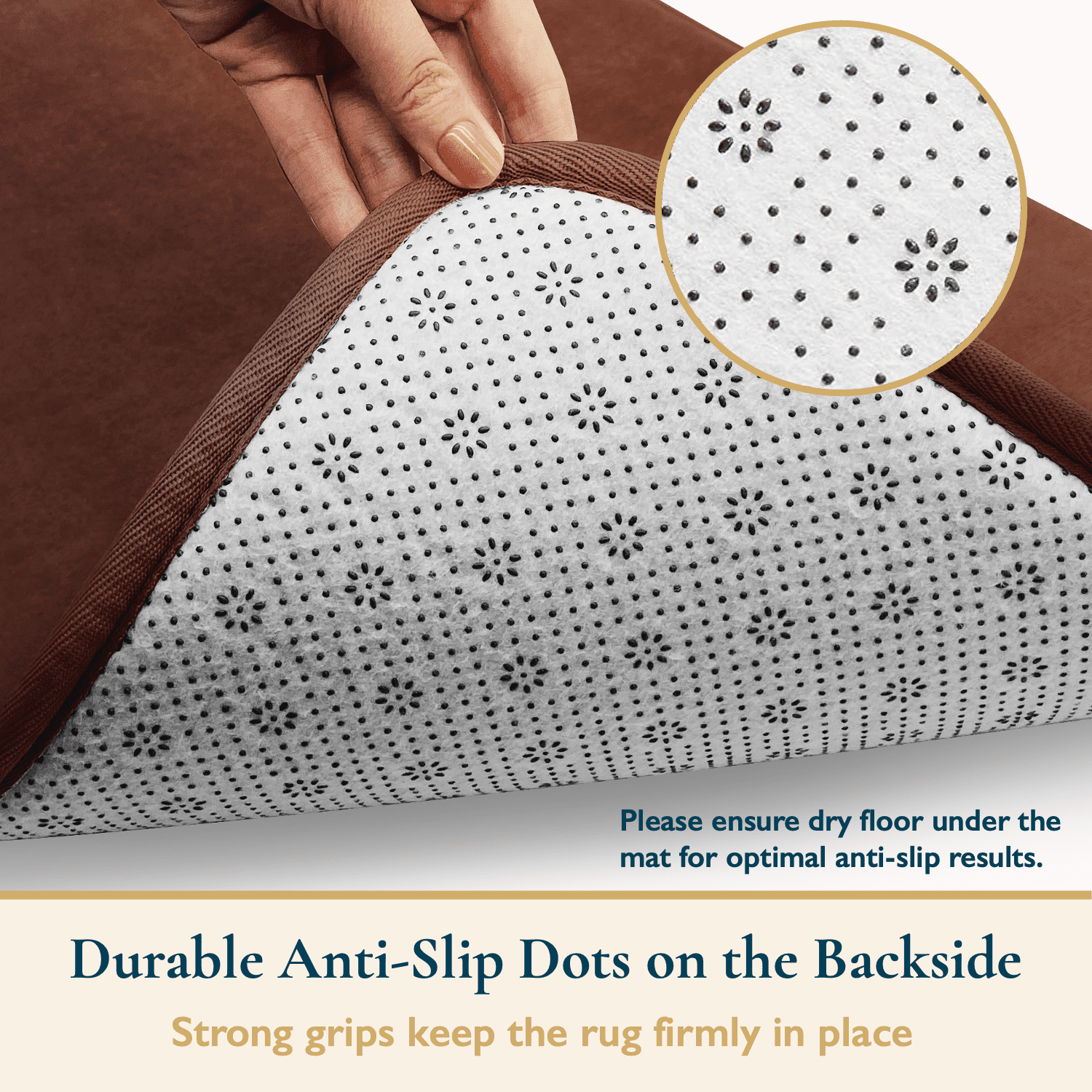 ComfiTime Bathroom Contour Rugs – 1 inch Thick Memory Foam, 20" x 23" Bath Mat for Toliet, Soft Plush Velvet Top, Non-Slip,Ultra Absorbent, Small, Large & Long Rugs for Bathroom Floor, Brown