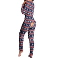 thumbnail image 2 of Pyjamas pour Femmes Imprimé de Noël Combinaison Sexy Mode 2023 Décontractée Bouton avant Bas Ouverture Arrière Hanches Combinaisons à Rabat, 2 of 7