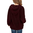 thumbnail image 5 of Miluxas Girls Fuzzy Fleece Hoodies Casual Sweatshirt Sherpa Pullover with Kangaroo Pockets Wine 13 Years, 5 of 9